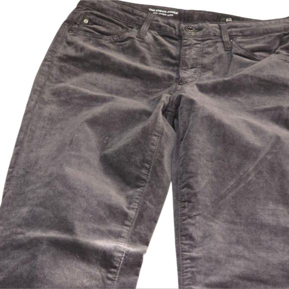 AG Adriano Goldschmied Black Grey Velvet Stevie Ankle Jeans Size 25 - Picture 9 of 14
